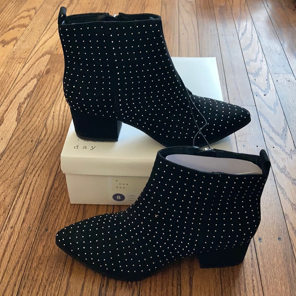 Black studded booties size 8
